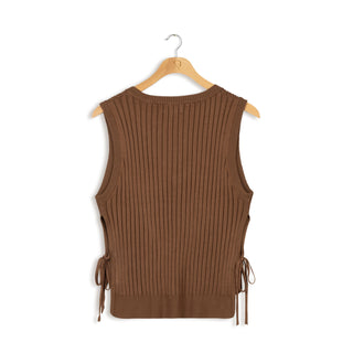 cinnamon crop vest w/side ties