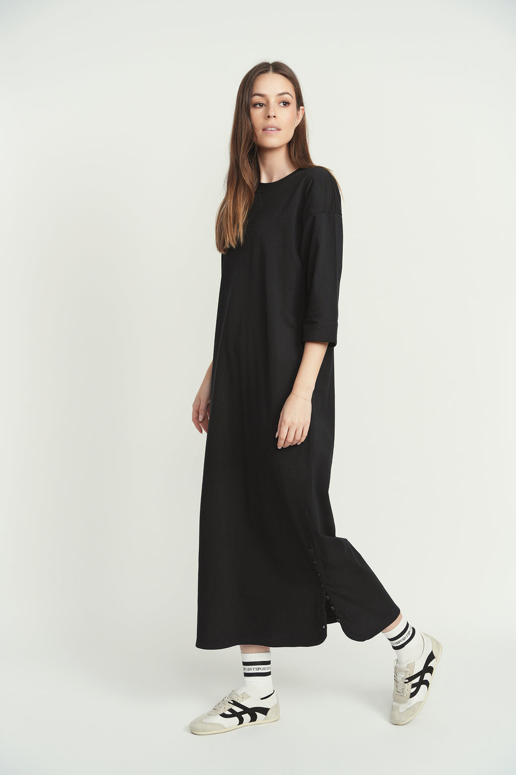 Point 3/4 Sleeve Maxi Dress