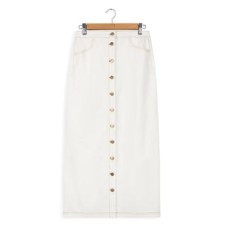 button front long skirt