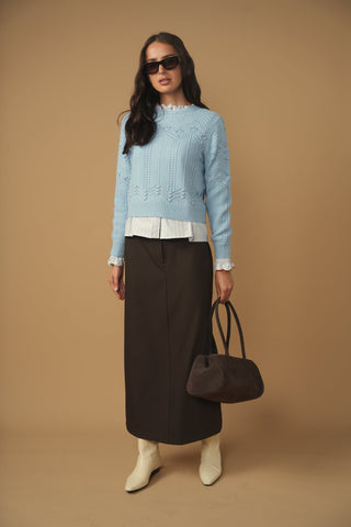 Deco Stitch Sweater & Maxi Column Skirt