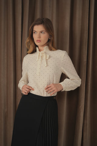 ceremony rufflie tie collar blouse