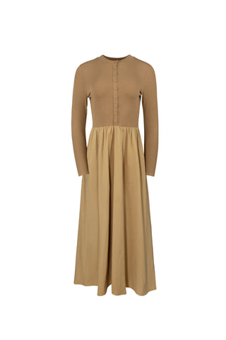 POINT MIXED POPLIN DRESS