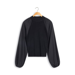 element balloon slvs knit-woven top