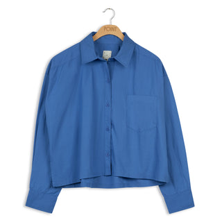 point cropped poplin button up