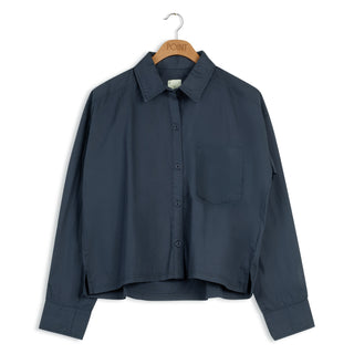 point cropped poplin button up