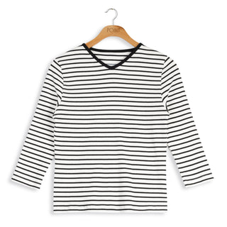 Point v-neck striped tee
