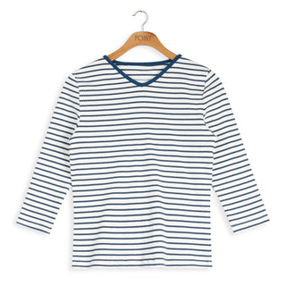 Point v-neck striped tee