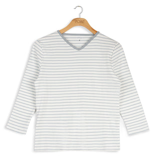 Point v-neck striped tee