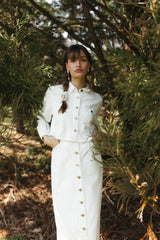 button front long skirt
