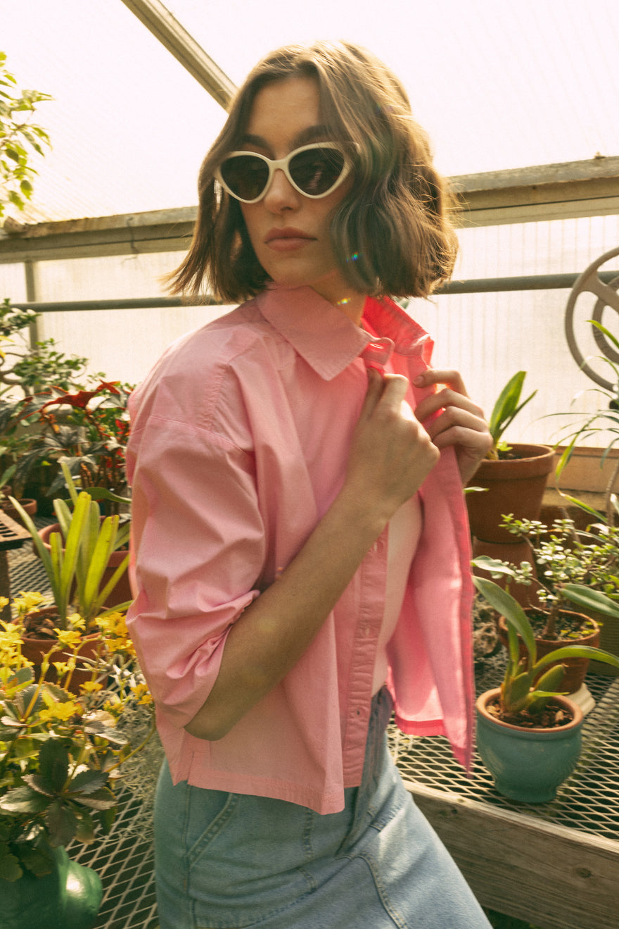 point crop button down