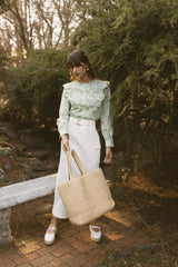 ofd button blouse with ruffle