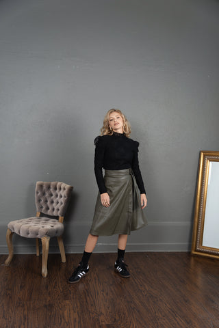 blw knee wrap leather skirt