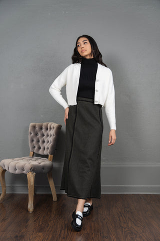 element slight trumpet skirt w/ self fringe