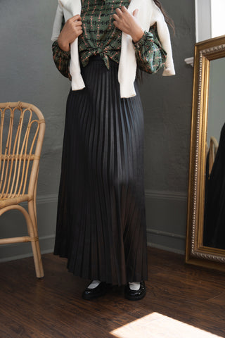 element leather pleat maxi skirt