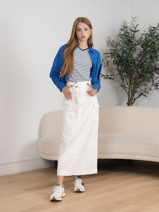 Point v-neck striped tee