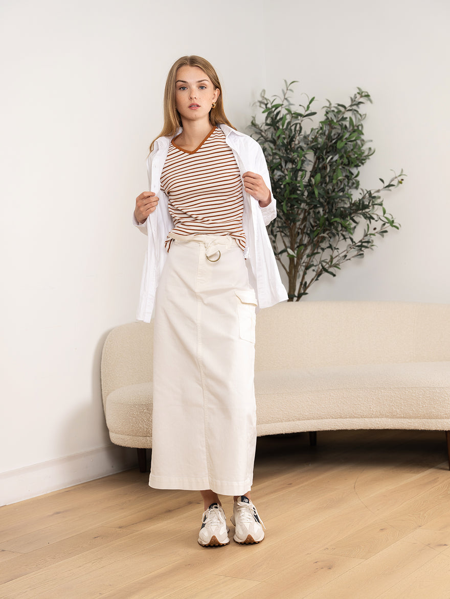hd slant pkt denim maxi