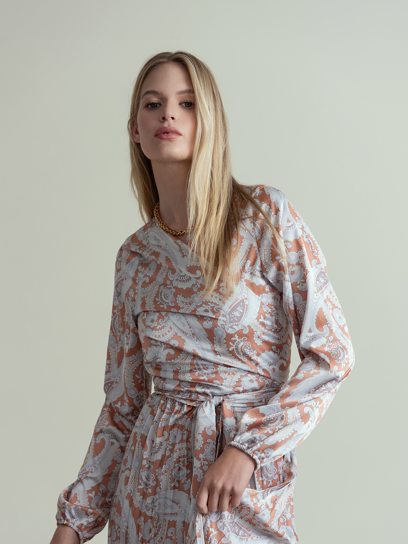 satin wrap shirt dress ASOS DESIGN satin collared wrap midi shirt dress in khaki
