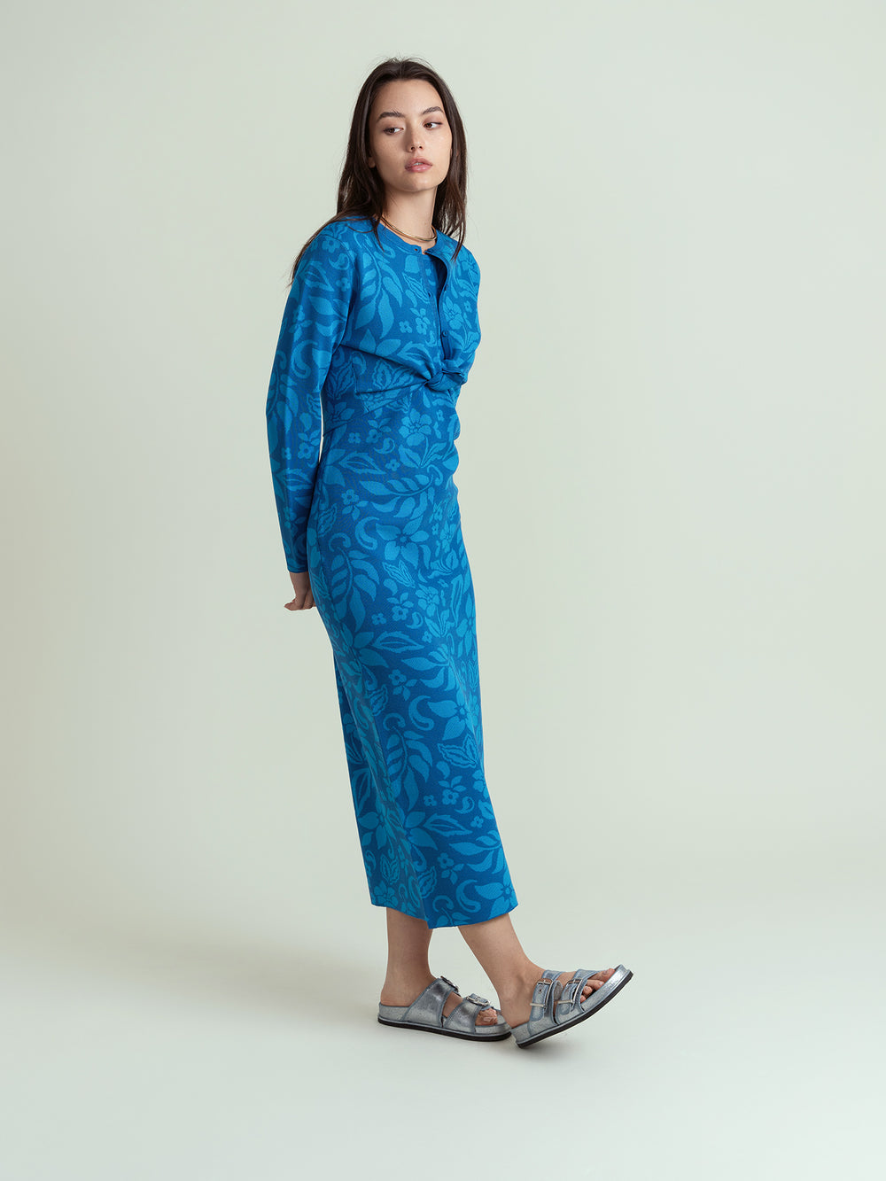 cinnamon knit jacquard maxi dress