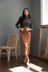 Element leather waistband skirt