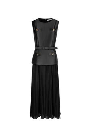 ceremony sleeveless twofer pleated dress
