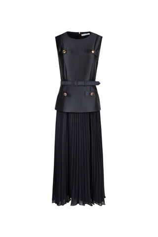ceremony sleeveless twofer pleated dress