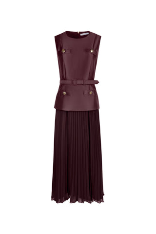 ceremony sleeveless twofer pleated dress