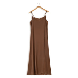 point satin slip dress