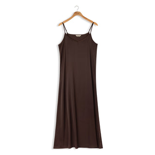 point satin slip dress