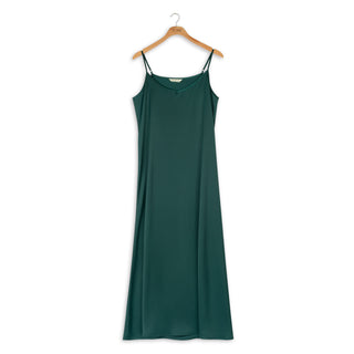 point satin slip dress