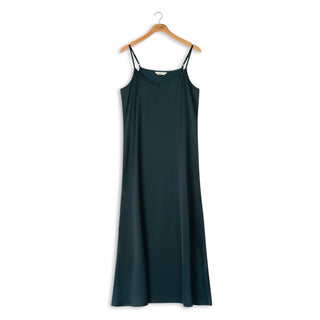 point satin slip dress