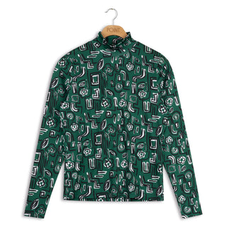 Point Printed Crop Mock Neck