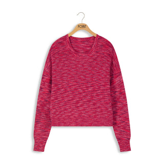 point marled knit sweater