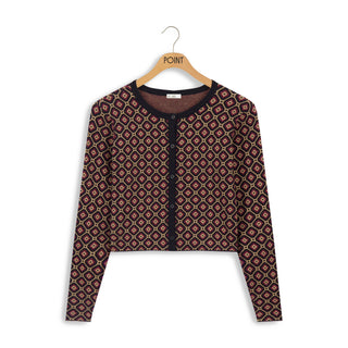 point cropped jacquard cardi