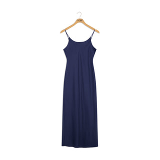 point satin straight slip dress