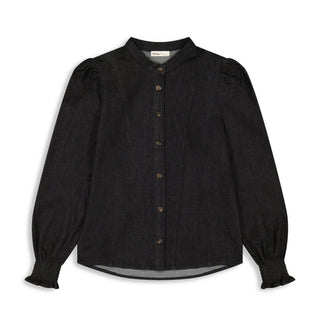 hd denim shirt w/ smocking