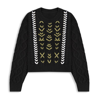 km contrast stitch braided sweater