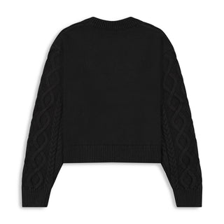 km contrast stitch braided sweater