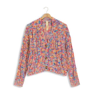 km rainbow stitch cropped cardi