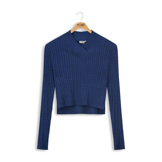 point vneck cable sweater