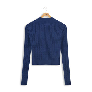 point vneck cable sweater