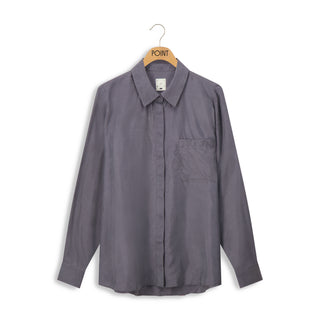 point suede oversized button up