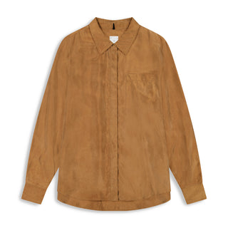 point suede oversized button up