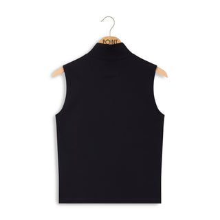 point rib sleeveless mock neck