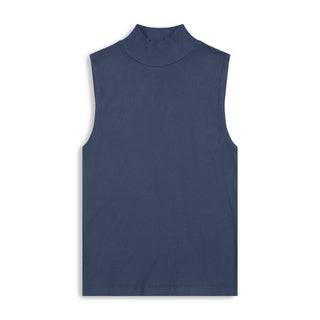 point rib sleeveless mock neck