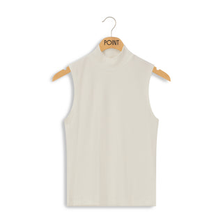 point rib sleeveless mock neck