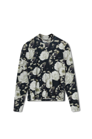 Point Printed Mock Neck Top