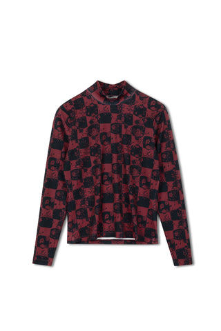 Point Printed Mock Neck Top