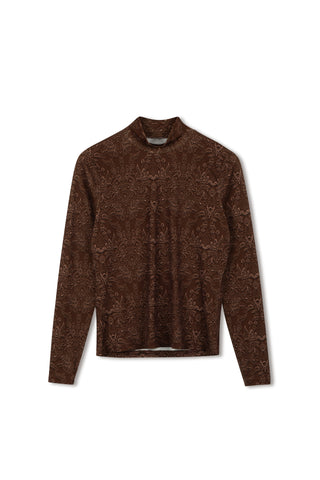 Point Printed Mock Neck Top