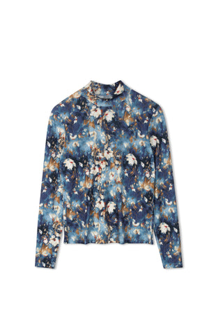 Point Printed Mock Neck Top