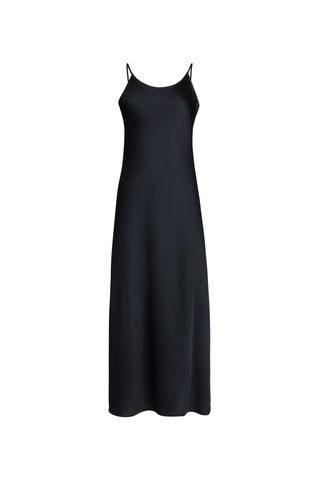 Point Satin Straight Slip Dress